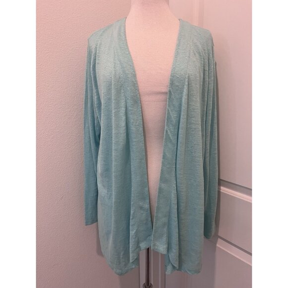 J. Jill Sweaters - J. Jill Love Linen Open Front Cardigan Sweater Size XL New Aqua Blue Casual